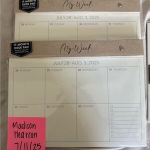 Rae Dunn My Week Desk Pad Calendar - Black and White